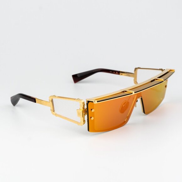 Balmain Men Sunglasses Gold Red Mirror Shield WONDER BOY - III BPS-127C-145 - Picture 1 of 11